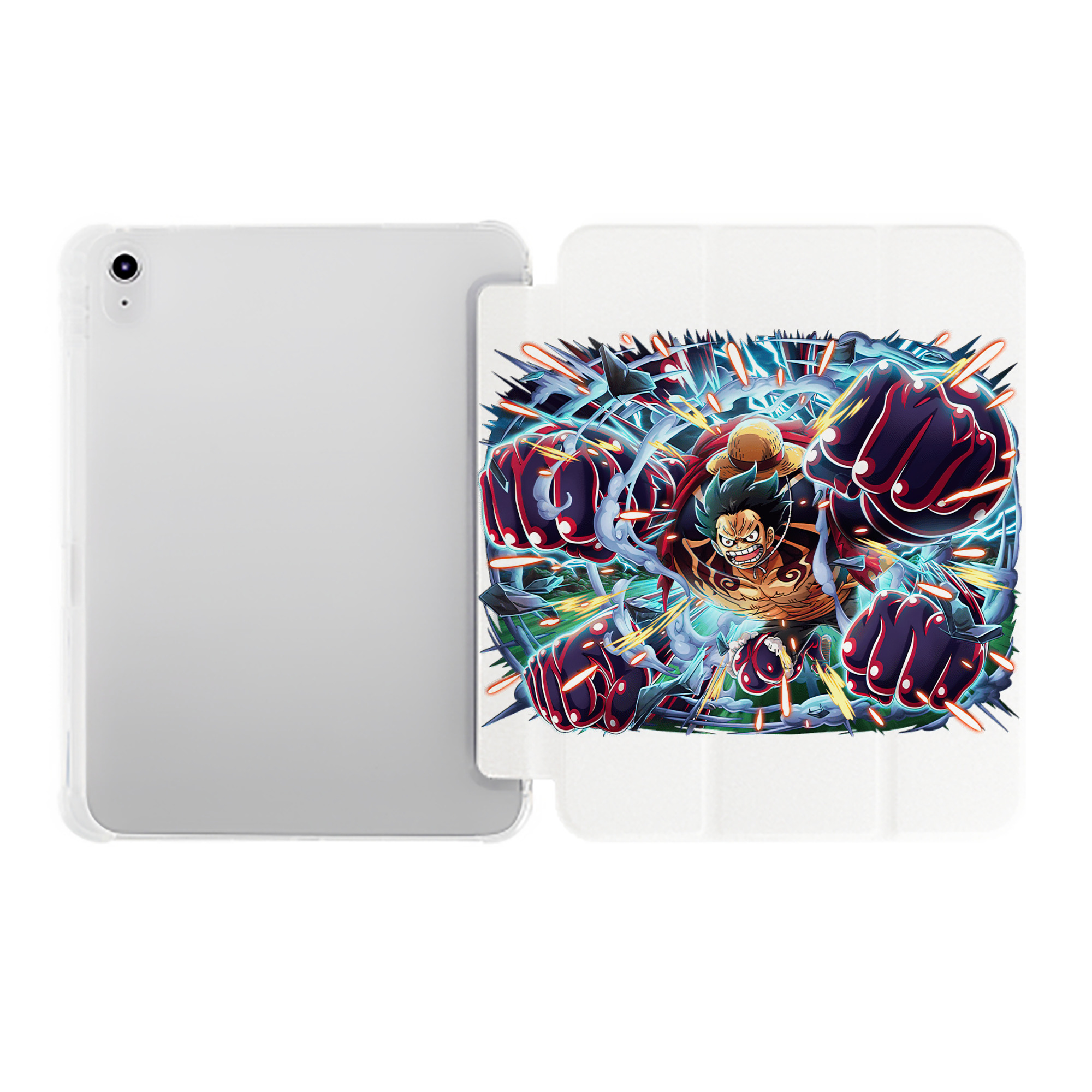 （画像用） ワンピース モンキー・D・ルフィ ONE PIECE Monkey D. Luffy IPad ケース ペン収納付き 三つ折りスタンド PUレザー×シリコン 対応機種9.5/10.5/10.9インチ